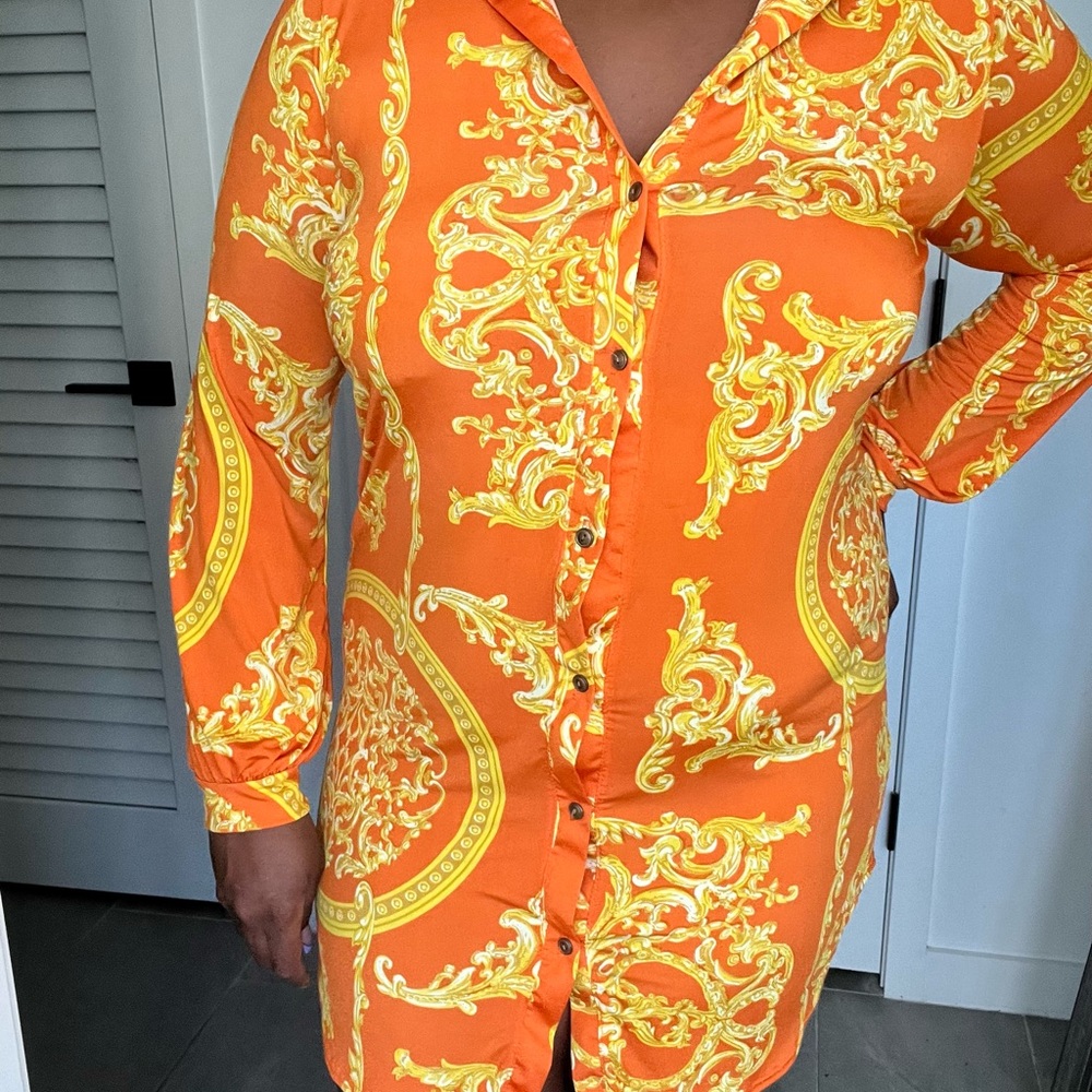Orange Dress Button Down
